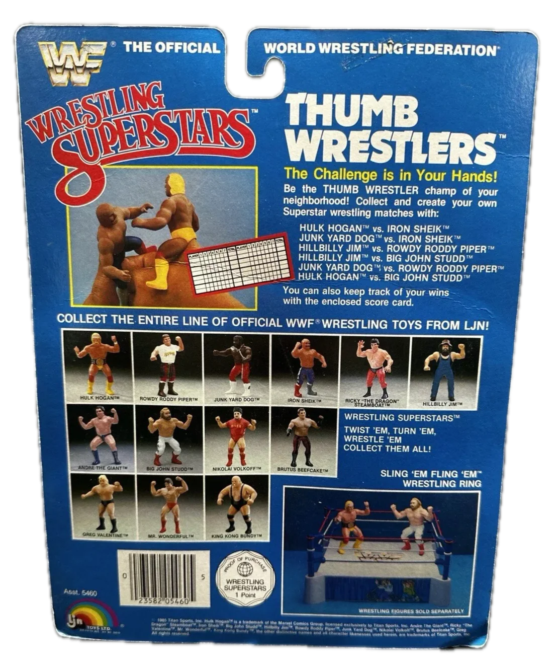 1986 WWF LJN Wrestling Superstars Thumb Wrestlers Junk Yard Dog vs. Rowdy Roddy Piper