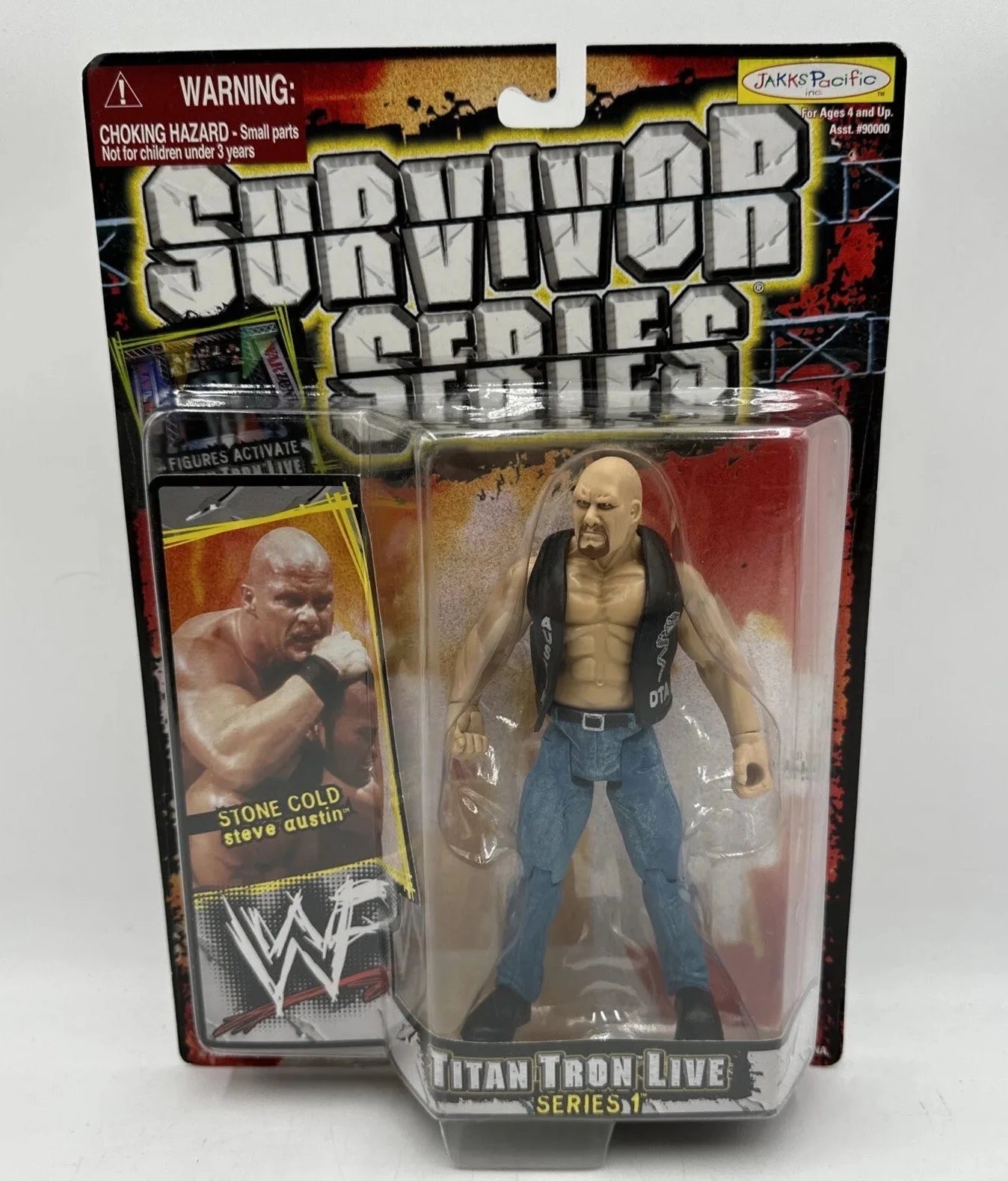 1999 WWF Jakks Pacific Titantron Live Series 1 Stone Cold Steve Austin [Blank Card Back]