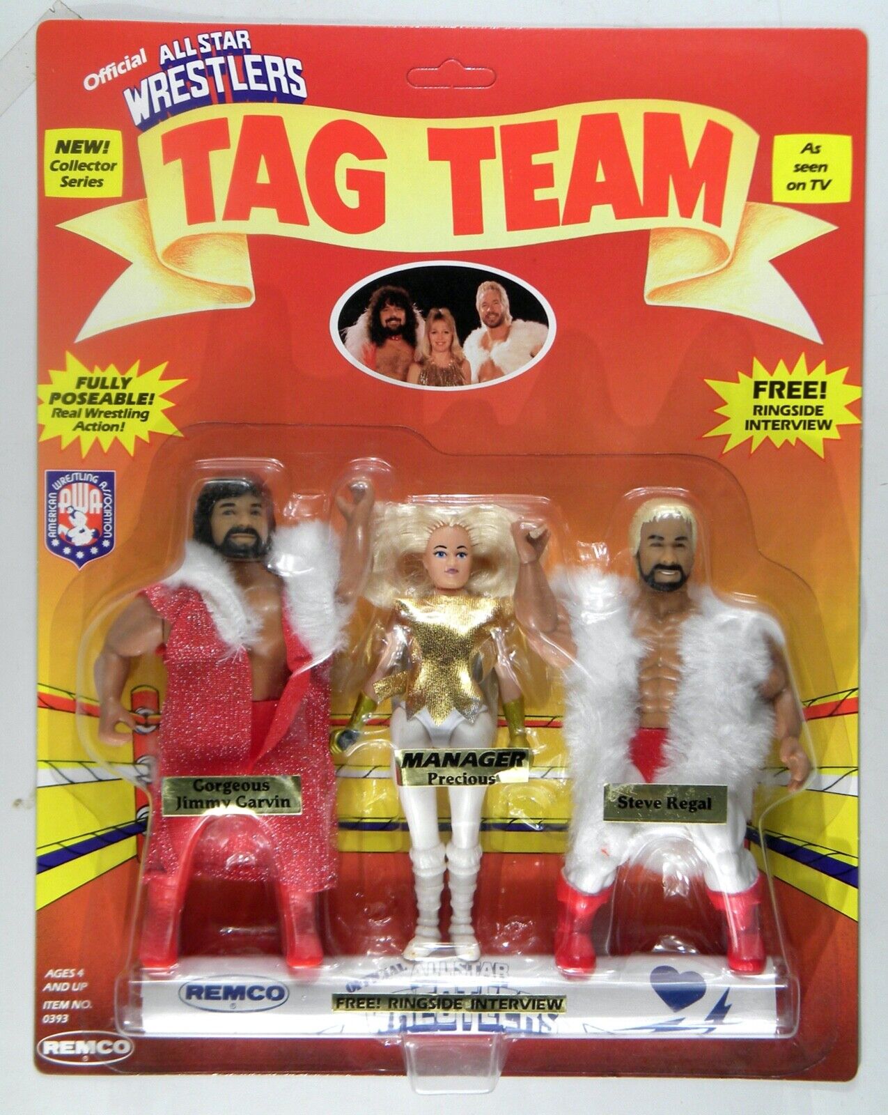 1985 AWA Remco All Star Wrestlers Series 3 Gorgeous Jimmy Garvin [With Flabby Body], Precious & Steve Regal
