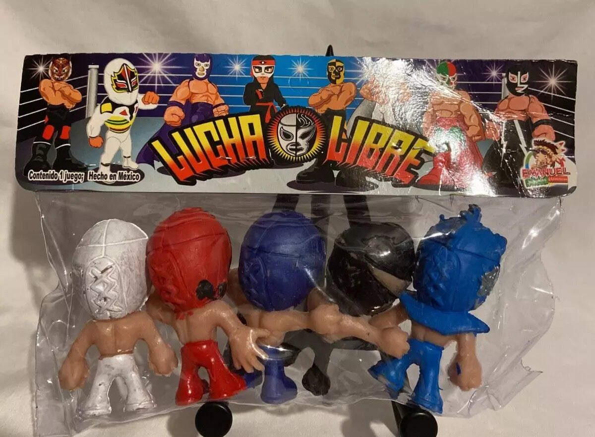 Emanuel Juguetes 2.5" Lucha Libre Cabezones: Ultimo Dragon, Sanson, Forastero, Cuatrero & Diamante Azul