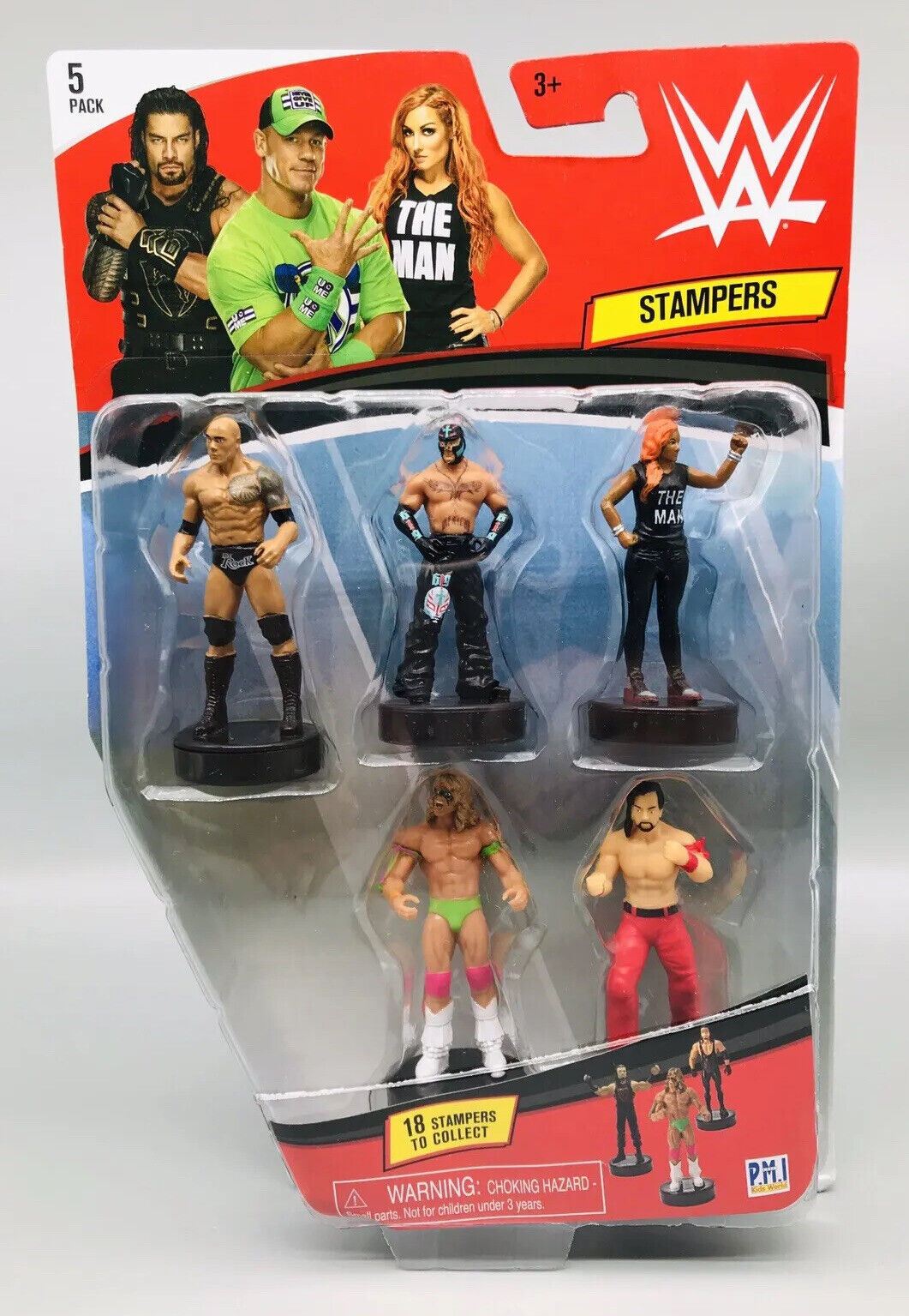 2020 WWE PMI Stampers 5-Pack: The Rock, Rey Mysterio, Becky Lynch, Ultimate Warrior & Shinsuke Nakamura