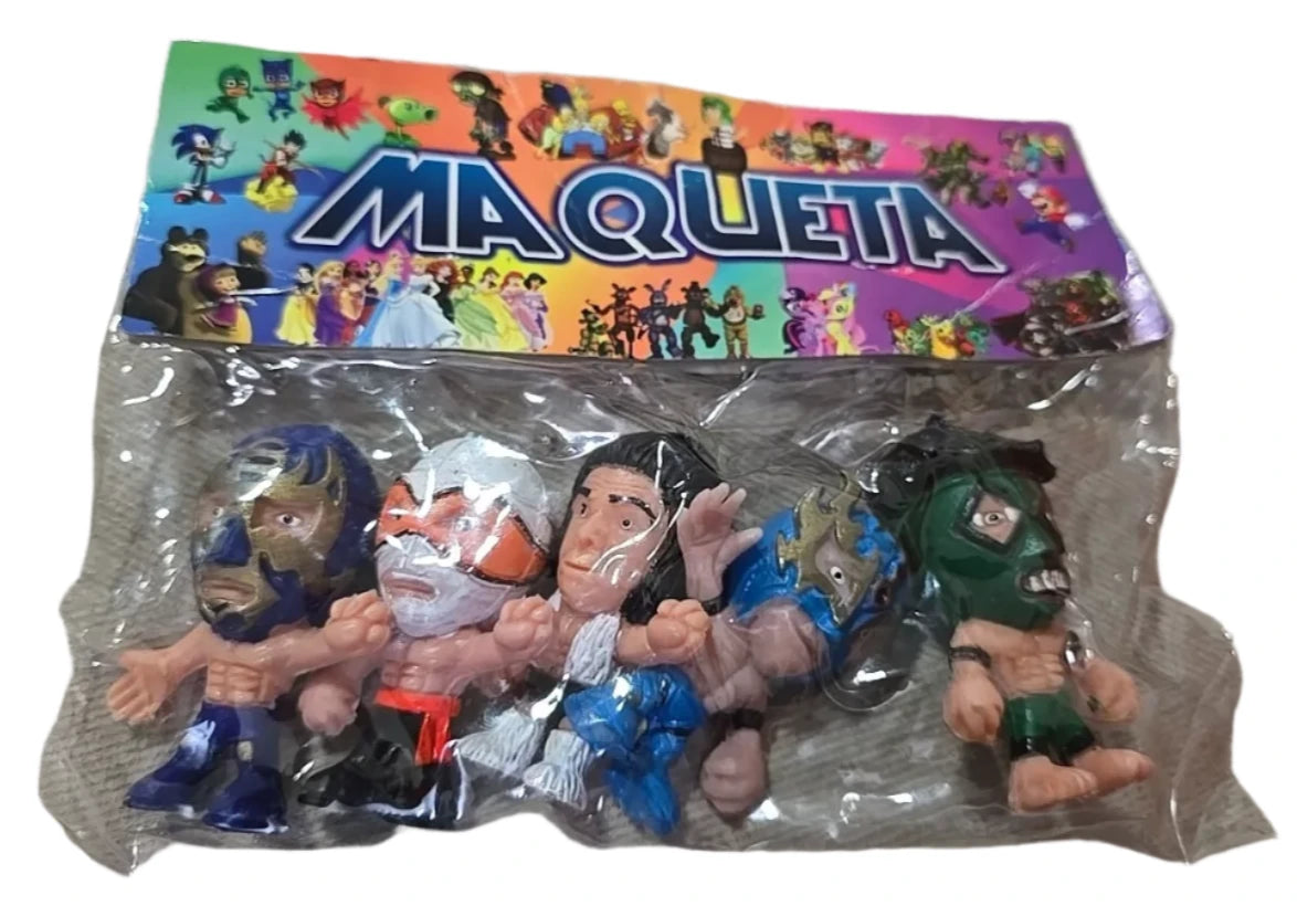 Emanuel Juguetes 2.5" Lucha Libre Cabezones: Kato Kung Lee, El Espectro, Blackman, Mascara Ano 2000 & Perro Aguayo