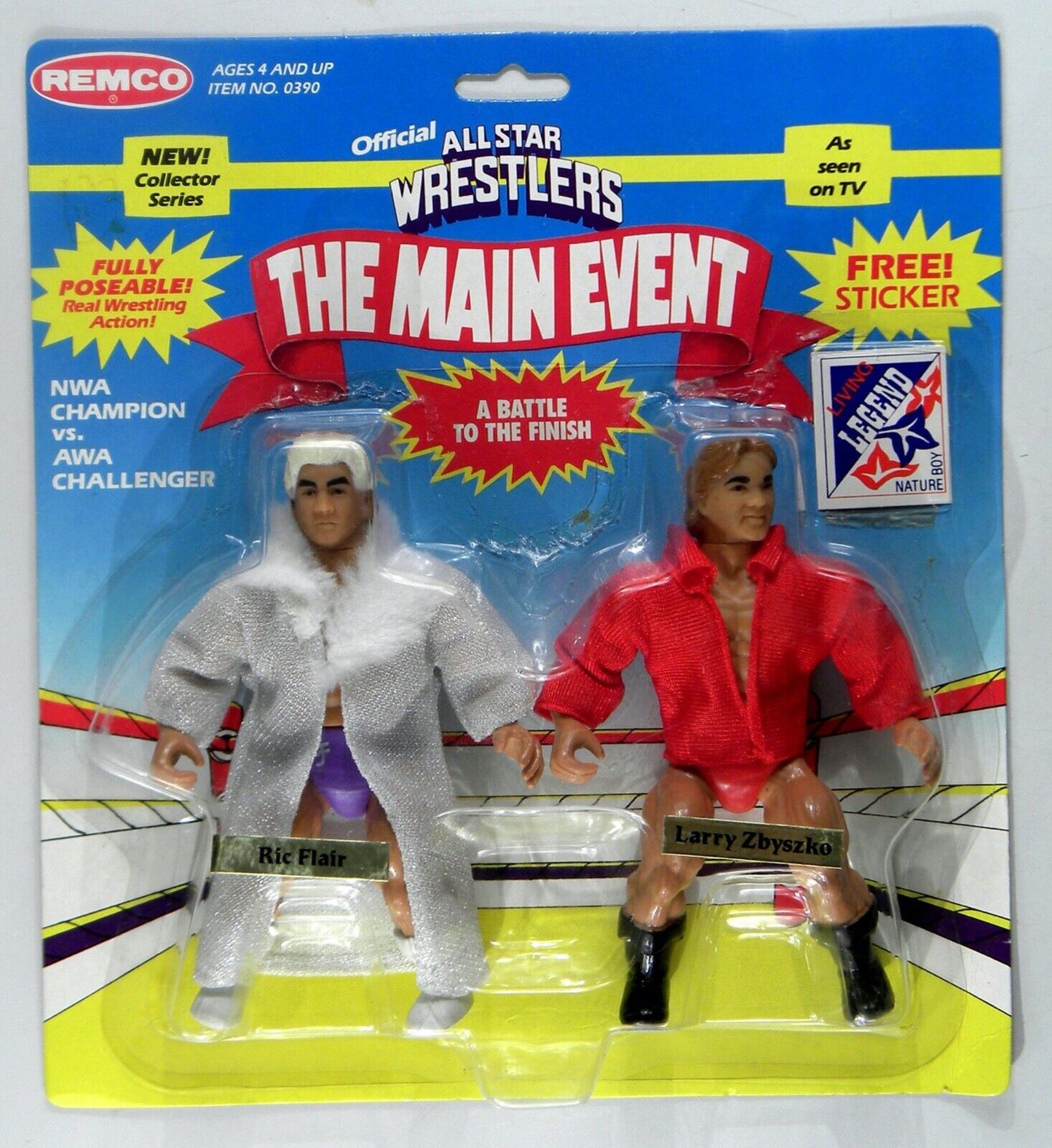 1985 AWA Remco All Star Wrestlers Series 2 Ric Flair vs. Larry Zbyszko [With Soft Head]