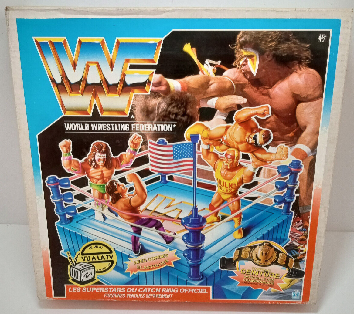 1991 WWF Hasbro Wrestling Rings & Playsets: Official Wrestling Ring [With Blue Round Turnbuckle Posts]