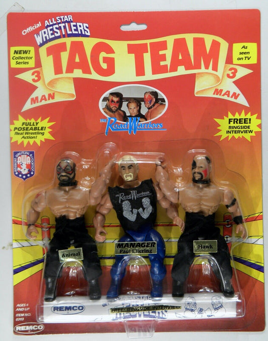 1985 AWA Remco All Star Wrestlers Series 3 Road Warriors: Animal, Paul Ellering & Hawk