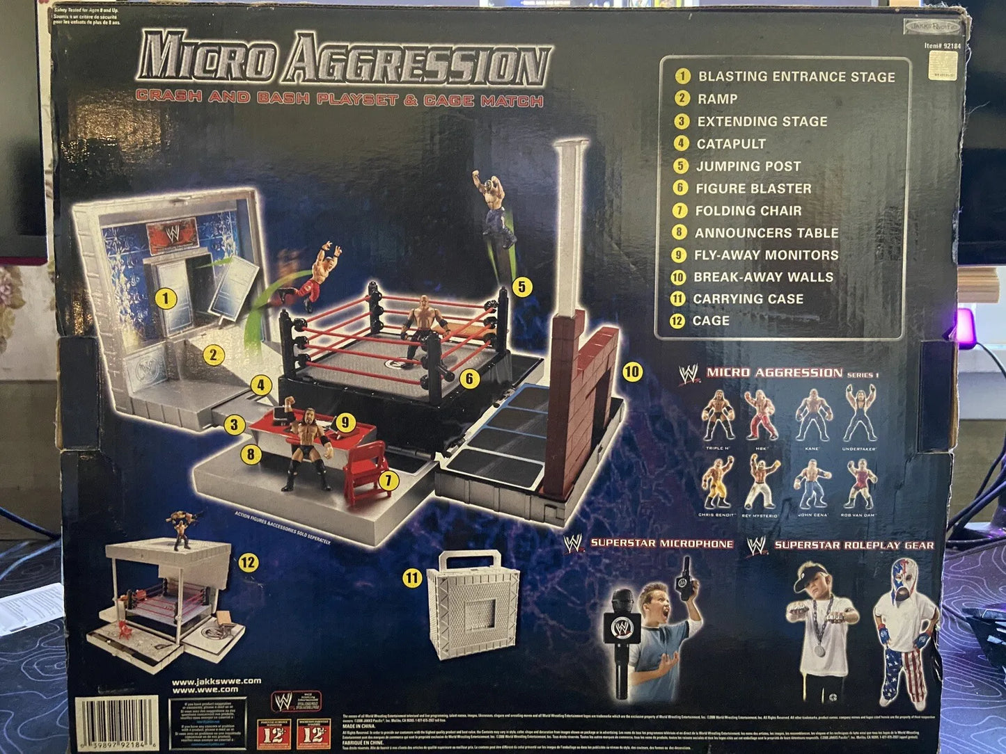 2006 WWE Jakks Pacific Micro Aggression Crash and Bash Playset & Cage Match [With Chris Benoit, Triple H, Kane & Rey Mysterio]