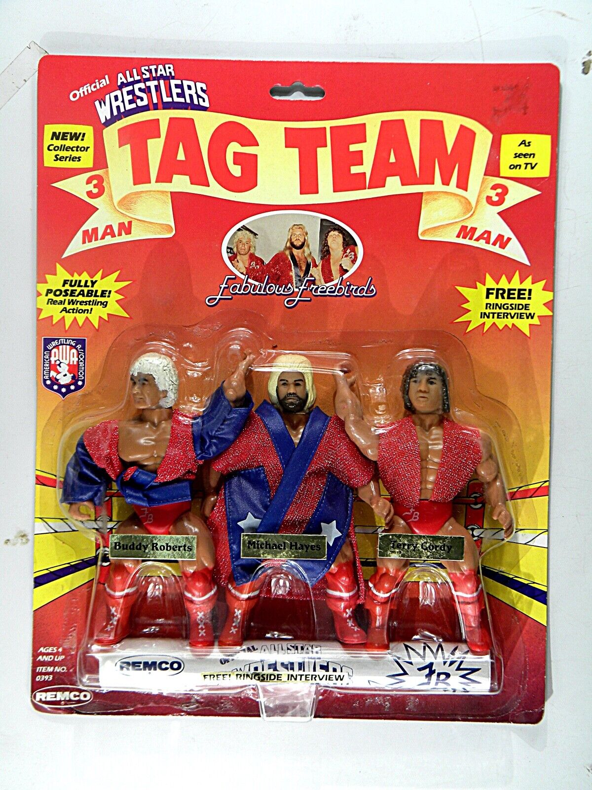 1985 AWA Remco All Star Wrestlers Series 3 Fabulous Freebirds: Buddy Roberts, Terry Gordy [With Muscular Body] & Michael Hayes