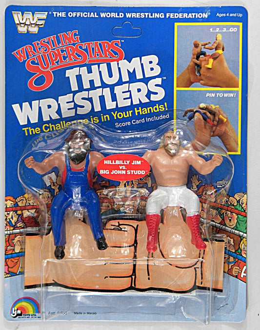 1986 WWF LJN Wrestling Superstars Thumb Wrestlers Hillbilly Jim vs. Big John Studd