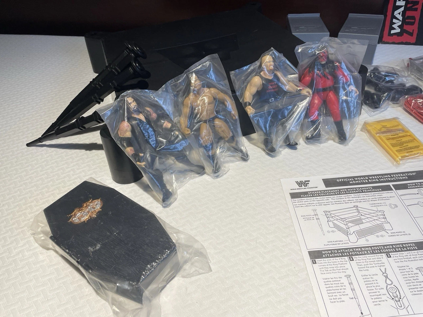 2000 WWF Jakks Pacific Sears Mailaway Raw is War Monster Ring With Grapple Gear [With Kane, Stone Cold Steve Austin, The Rock & Undertaker]