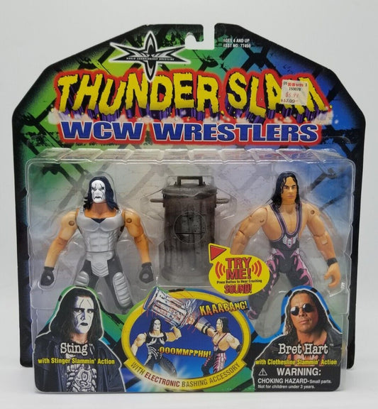 2000 WCW Toy Biz Thunder Slam Wrestlers Sting & Bret Hart
