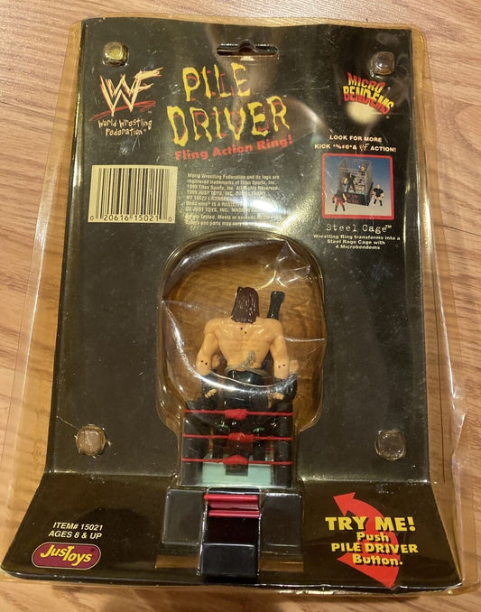 1999 WWF Just Toys Micro Bend-Ems Pile Driver Fling Action Ring Shawn Michaels & X-Pac