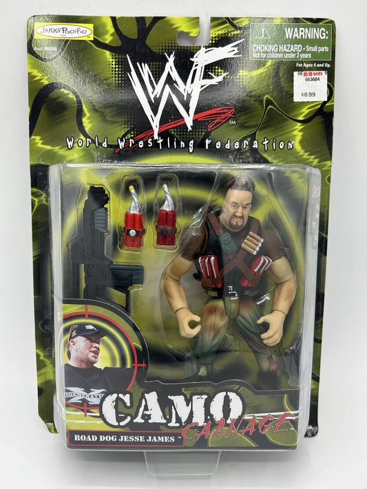 1999 WWF Jakks Pacific Camo Carnage Series 1 Road Dogg Jesse James [With Gun Accessories]