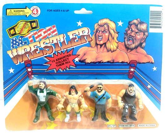 Action Wrestlers Mini Bootleg/Knockoff 4-Pack: Lord Power, Jungle Man, Baddy Policeman & Pat Crash