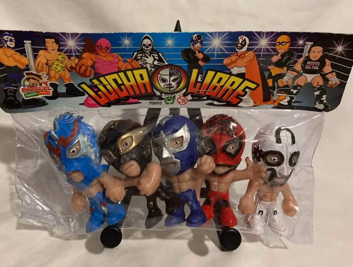 Emanuel Juguetes 2.5" Lucha Libre Cabezones: Ultimo Dragon, Sanson, Forastero, Cuatrero & Diamante Azul