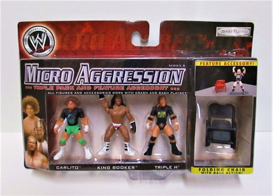 2007 WWE Jakks Pacific Micro Aggression Series 6 Carlito, King Booker & Triple H