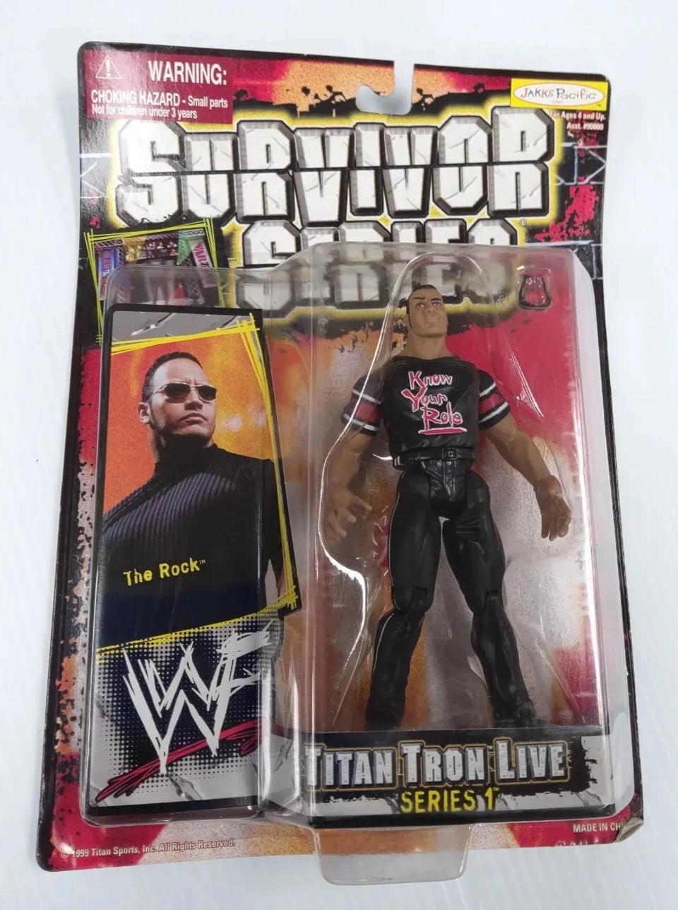 1999 WWF Jakks Pacific Titantron Live Series 1 The Rock [Blank Card Back]