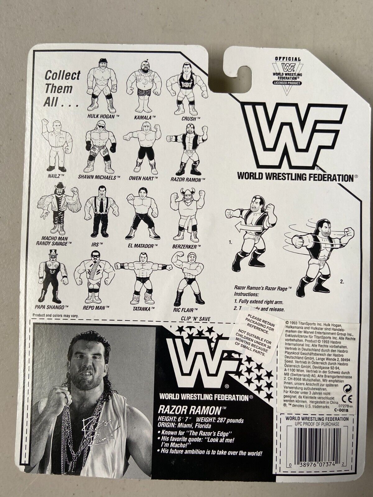 Wwf Hotline Razor Ramon 1993 WWF Hasbro Series 7 Razor Ramon with Razor Rage! – Wrestling ...