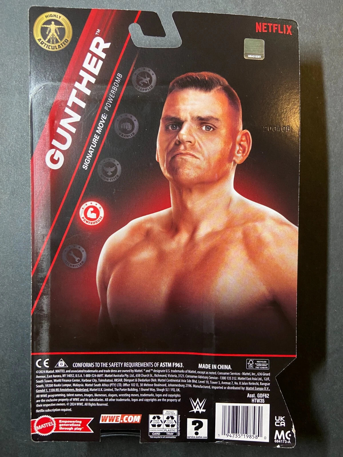 2024 WWE Mattel Main Event Raw on Netflix Gunther
