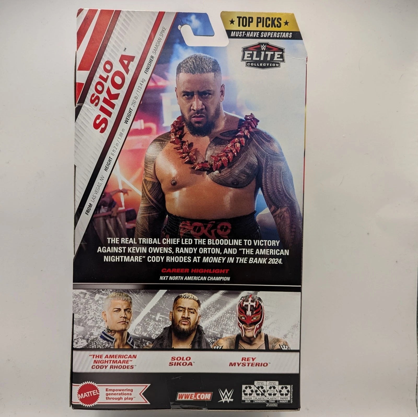 Mattel WWE Elite Collection Action Figure #107 Solo Sikoa – 15 Cm, 25 Punti Articolazione, Accessori E Mani Intercambiabili