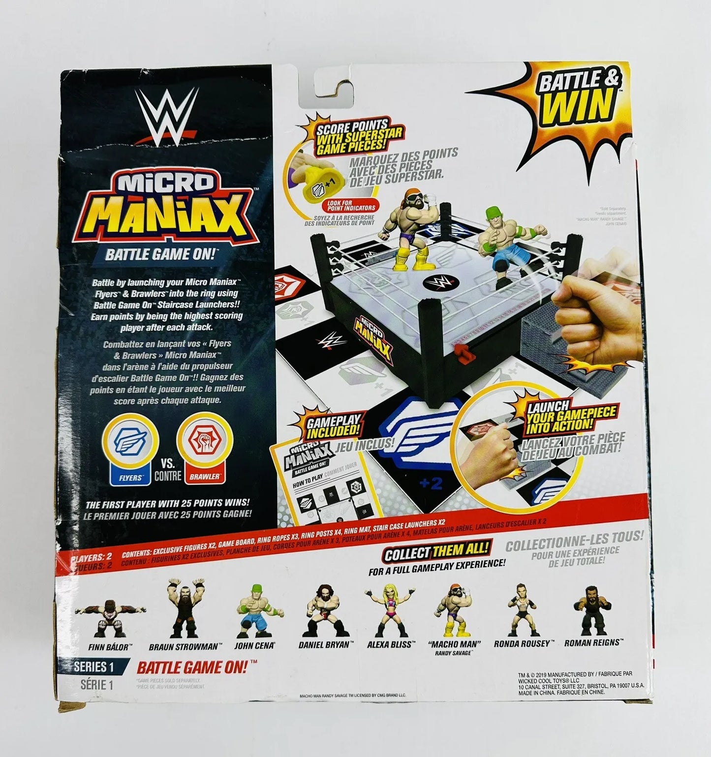 2019 WWE Wicked Cool Toys Micro Maniax Wrestling Rings & Playsets: Micro Maniax Battle Game On! [With Braun Strowman & Finn Balor]