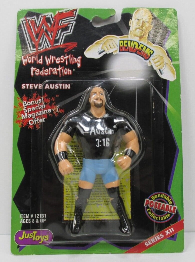 1999 WWF Just Toys Bend-Ems Series 12 Steve Austin [With 3:16 Shirt]