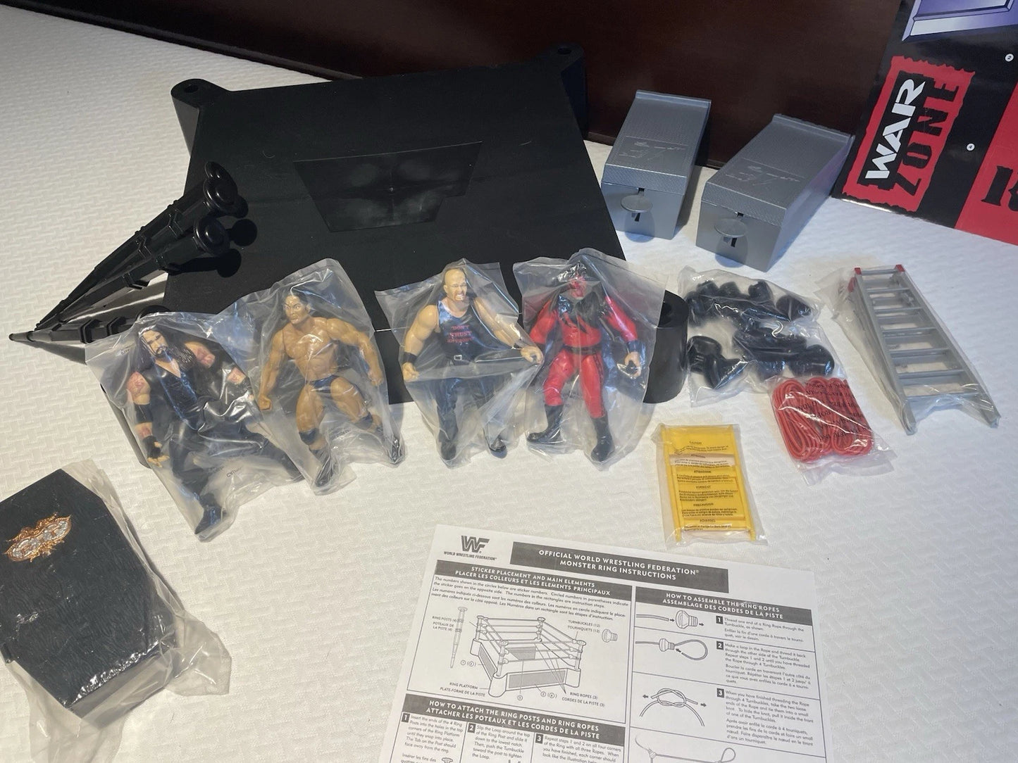 2000 WWF Jakks Pacific Sears Mailaway Raw is War Monster Ring With Grapple Gear [With Kane, Stone Cold Steve Austin, The Rock & Undertaker]