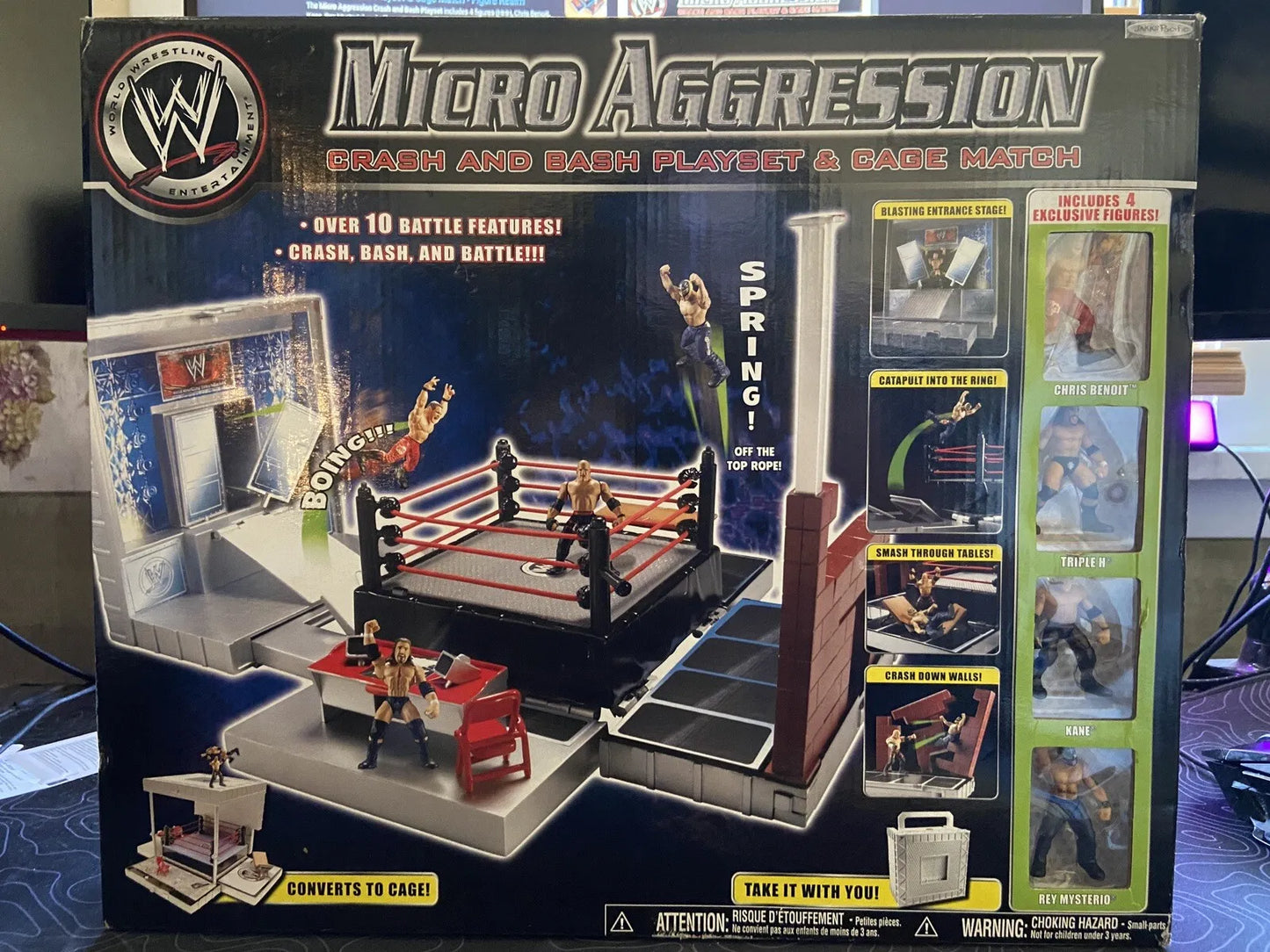 2006 WWE Jakks Pacific Micro Aggression Crash and Bash Playset & Cage Match [With Chris Benoit, Triple H, Kane & Rey Mysterio]