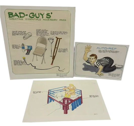 Unreleased WWF LJN Wrestling Superstars Thumb Wrestlers Bad Guys' Cheating Essentials Accessory Pack