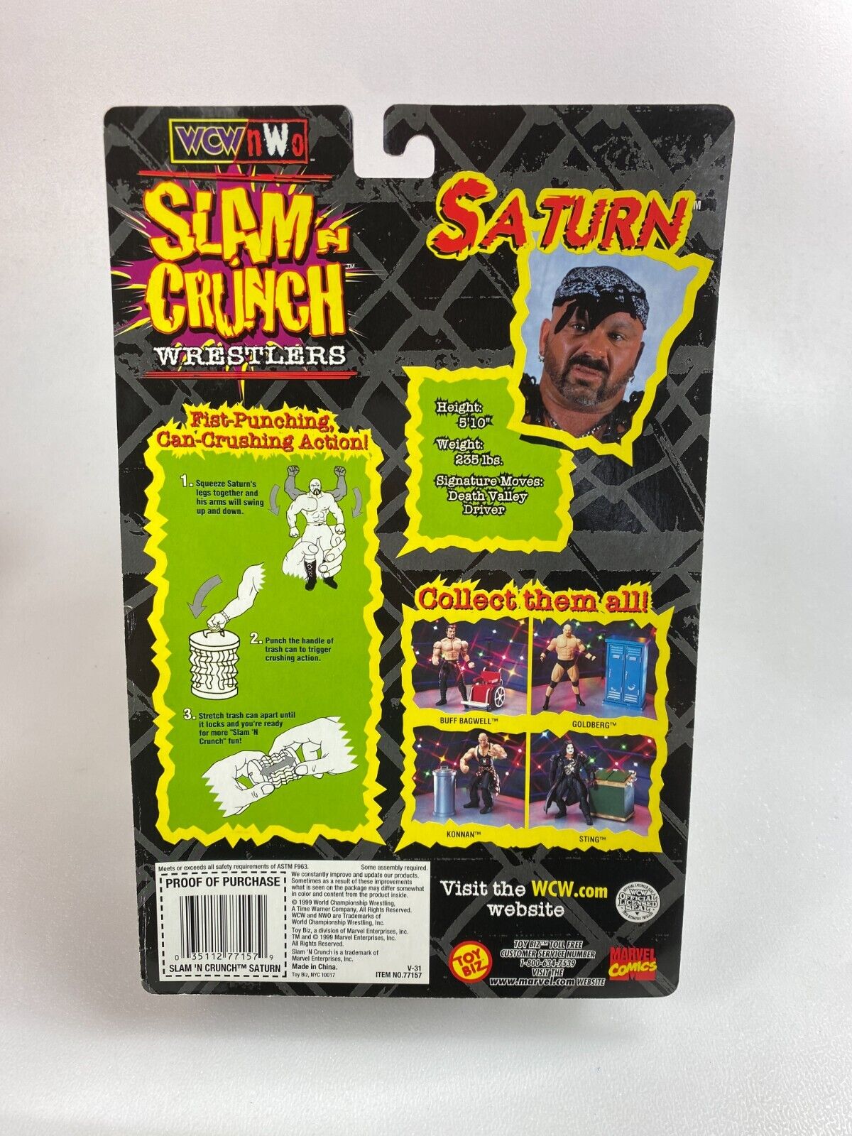 1999 WCW Toy Biz Slam 'N' Crunch Saturn [With Plain Trash Can