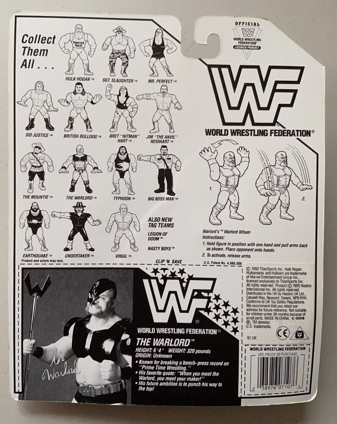 1993 WWF Hasbro Series 5 The Warlord with Warlord Wham