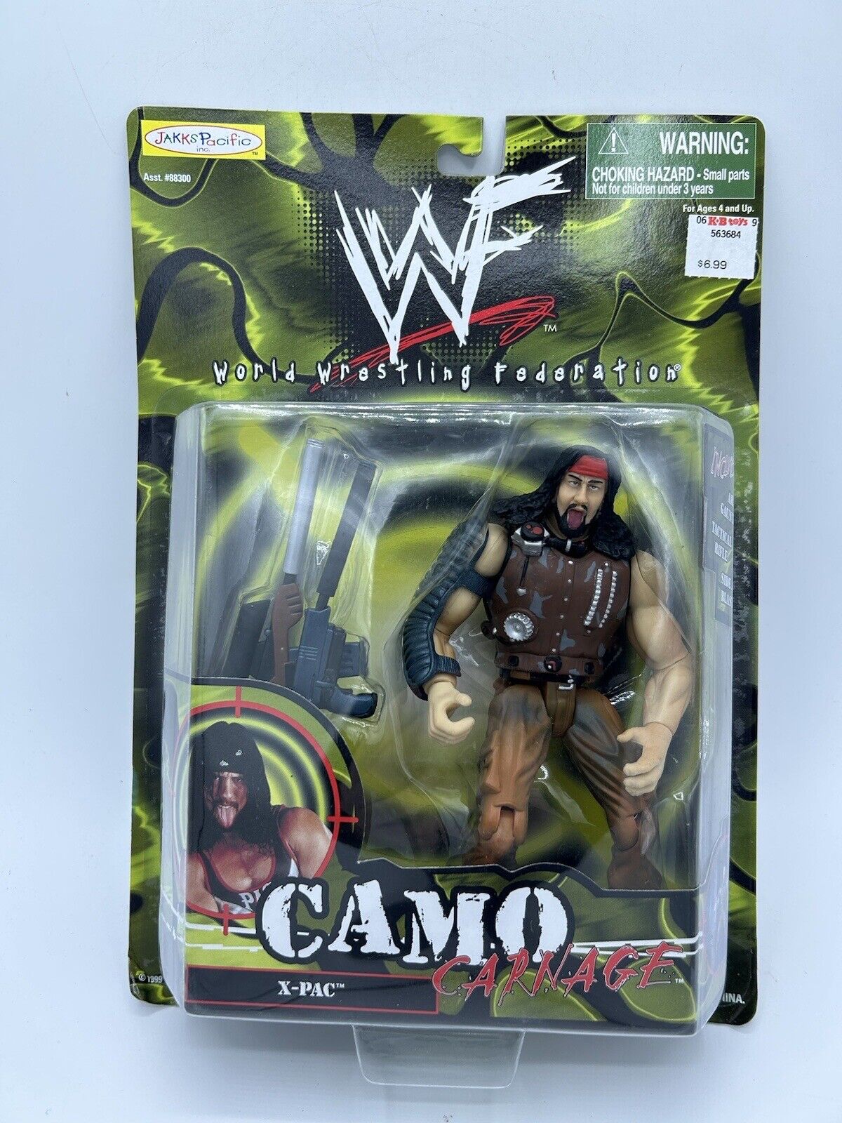 1999 WWF Jakks Pacific Camo Carnage Series 1 X-Pac [With Gun Accessories]