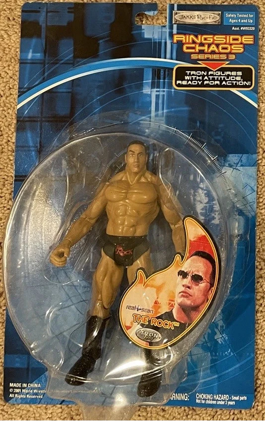 2001 WWF Jakks Pacific Titantron Live Ringside Chaos Series 3 The Rock [Blank Card Back]