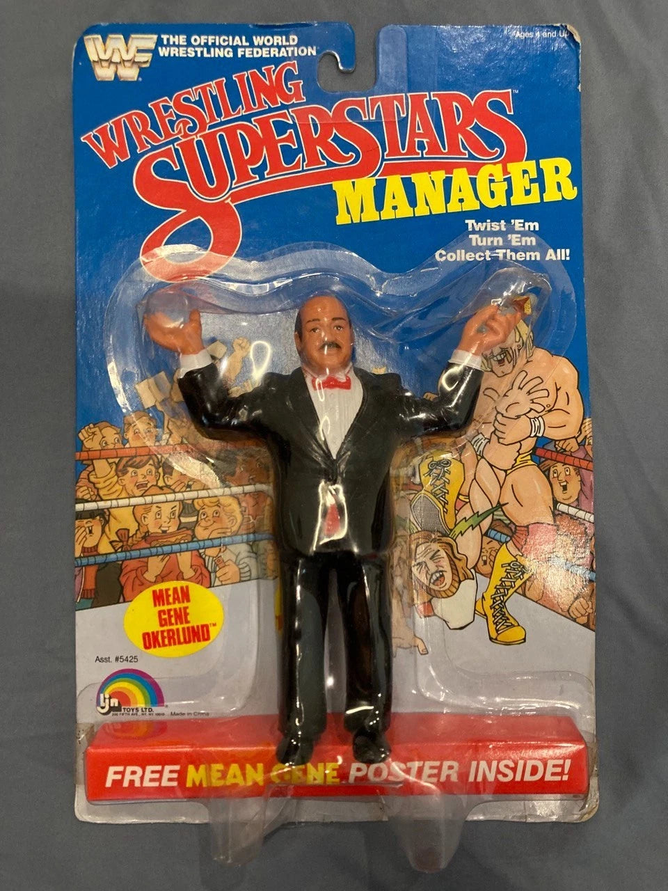 1986 WWF LJN Wrestling Superstars Series 3 Mean Gene Okerlund [With Logo on Mic]