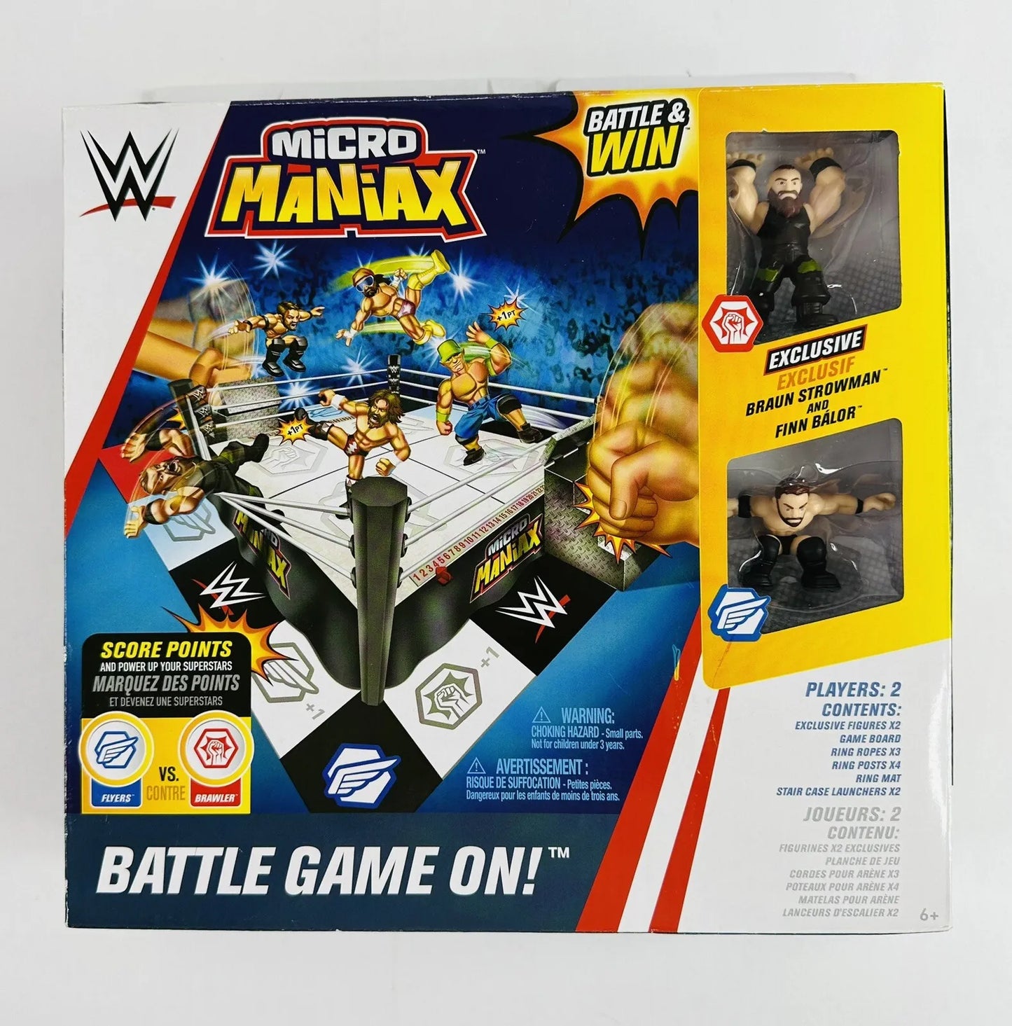 2019 WWE Wicked Cool Toys Micro Maniax Wrestling Rings & Playsets: Micro Maniax Battle Game On! [With Braun Strowman & Finn Balor]