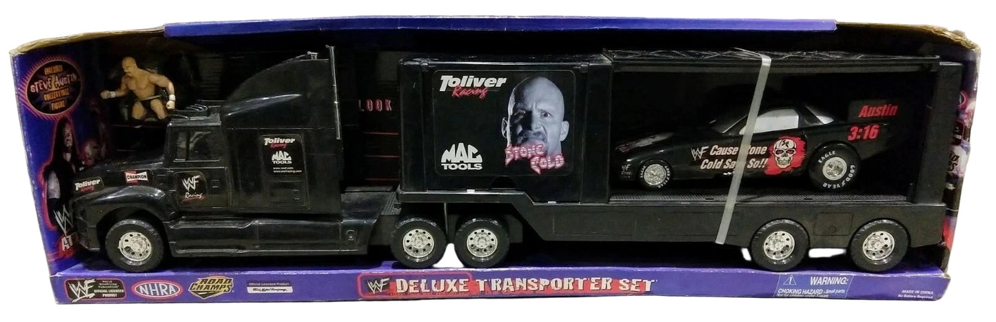 1999 WWF Jakks Pacific Attitude Racing Road Champs Deluxe Transporter Set [With Stone Cold Steve Austin Mini Figure]