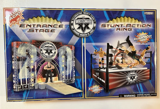 2003 WWE Jakks Pacific WrestleMania XX Entrance Stage & Stunt Acton Ring Value Pack