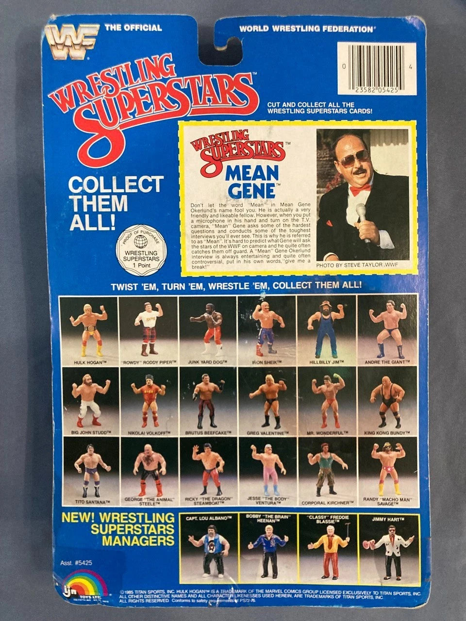 1986 WWF LJN Wrestling Superstars Series 3 Mean Gene Okerlund [With Logo on Mic]