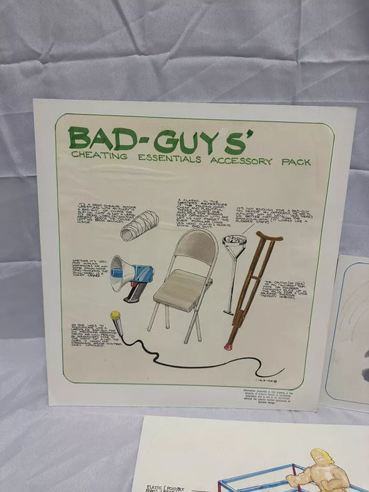 Unreleased WWF LJN Wrestling Superstars Thumb Wrestlers Bad Guys' Cheating Essentials Accessory Pack
