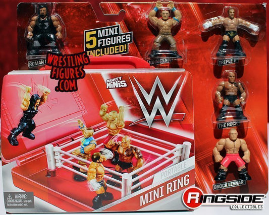 Unreleased WWE Mattel Mighty Minis Portable Mini Ring [With Roman Reigns, John Cena, Triple H, The Rock & Brock Lesnar]
