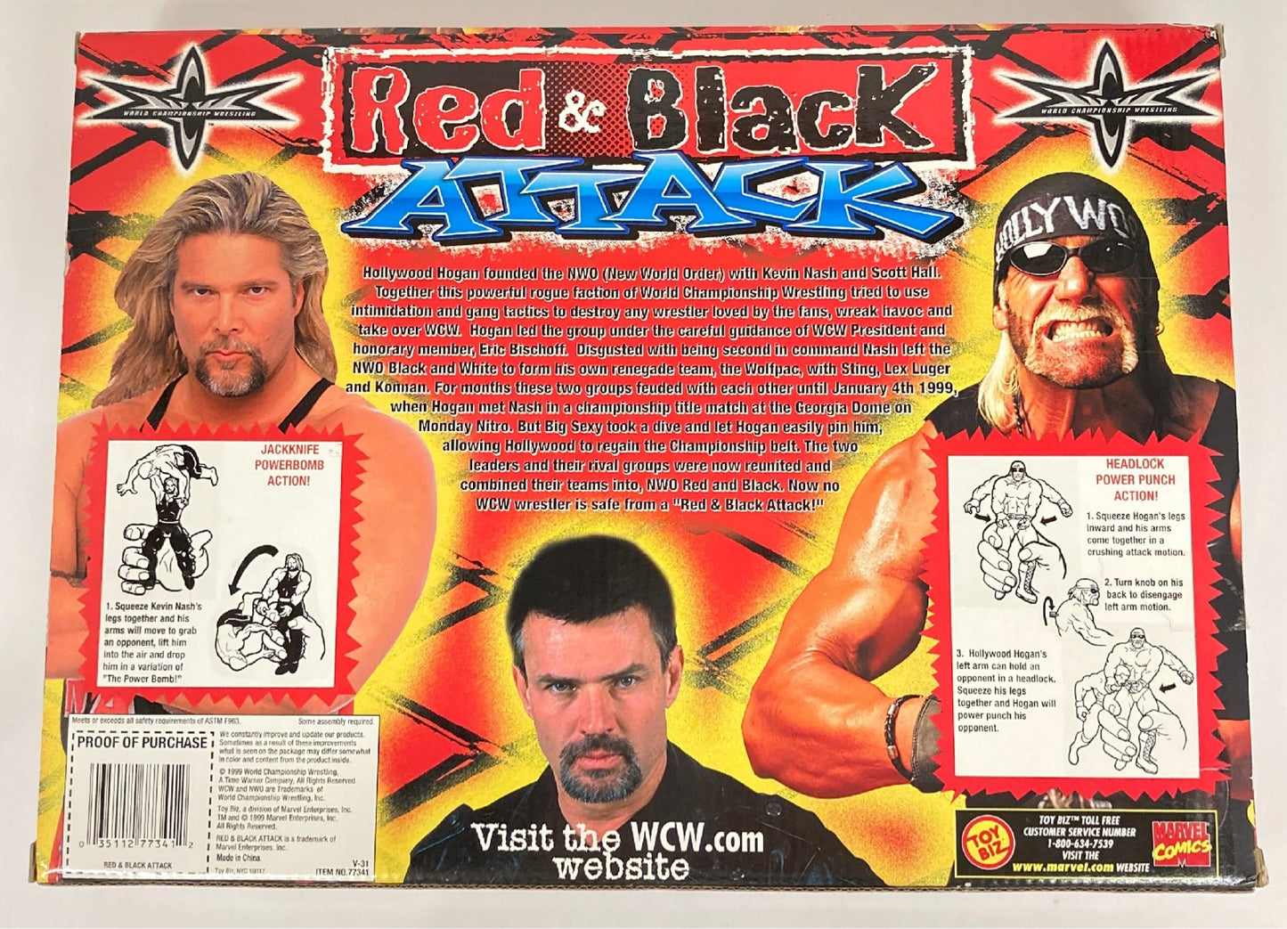 2001 WCW Toy Biz Red & Black Attack: Hollywood Hogan, Eric Bischoff [Black Hair] & Kevin Nash