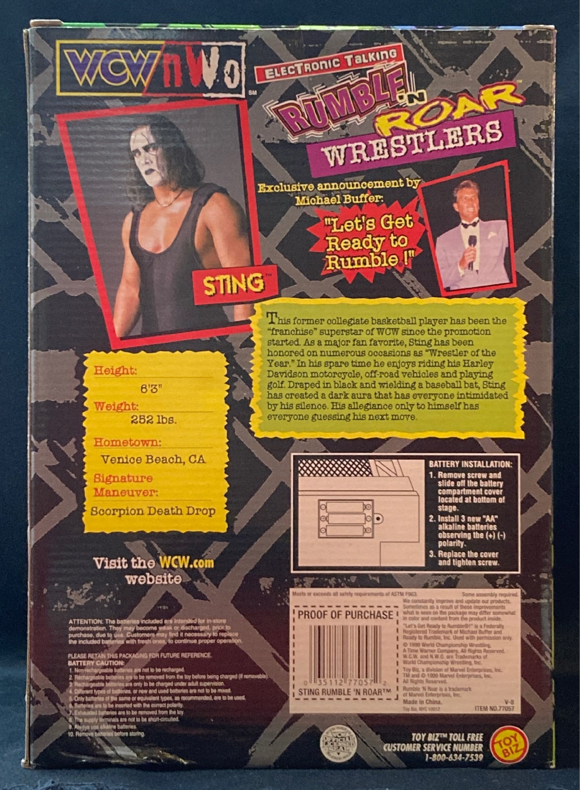 1999 WCW Toy Biz Rumble 'N' Roar Wrestlers Sting