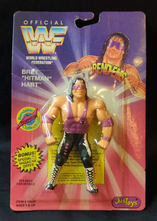 1994 WWF Just Toys Bend-Ems Series 1 Bret "Hitman" Hart [With Purple Gear]