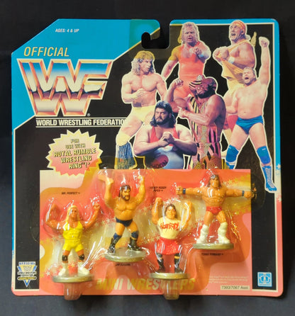 1992 WWF Hasbro Mini Wrestlers: Mr. Perfect, Hacksaw Jim Duggan, Rowdy Roddy Piper & Texas Tornado