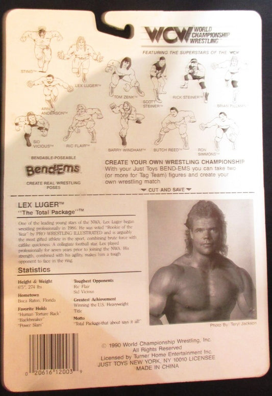 1990 WCW Just Toys Bend-Ems Lex Luger [Large Card]
