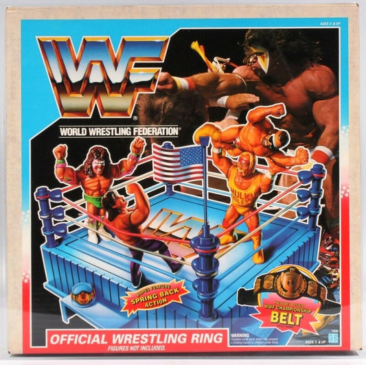 1991 WWF Hasbro Official Wrestling Ring [With Blue Square Turnbuckle Posts]