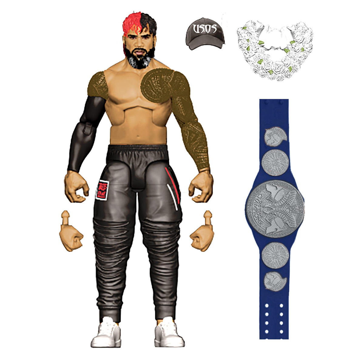 WWE Mattel Top Picks, Elite Action Figure and Accessory Set, Jey USO 6-Inch Collectible with Interchangeable Hands, Ring Gear and 25 Hinge Points WWE Mattel Top Picks, Elite Action Figure and Accessory Set, Jey USO 6-Inch Collectible with Interchangeable Hands, Ring Gear and 25 Hinge Points