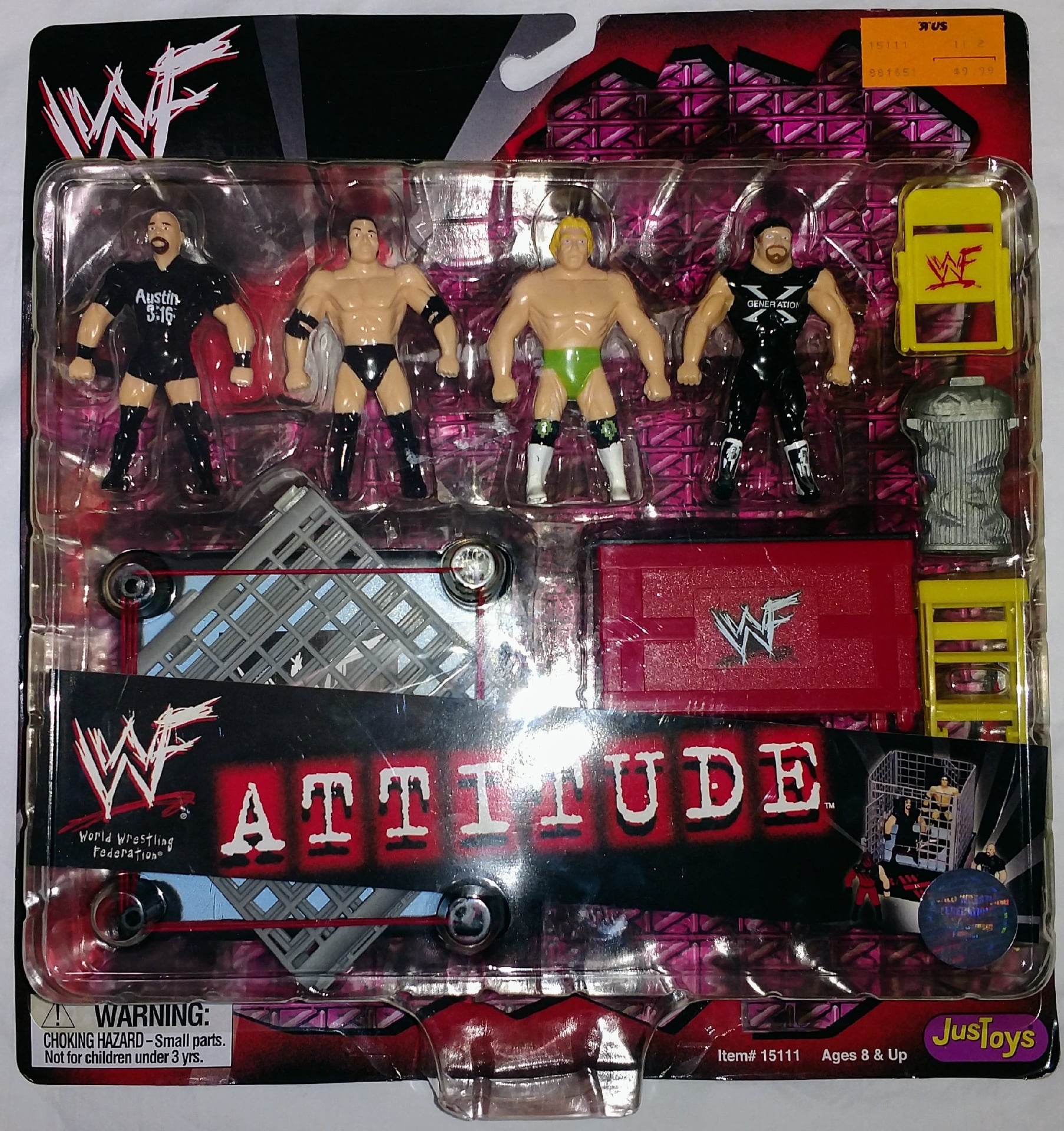 1998 WWF Just Toys Micro Bend-Ems Attitude Stone Cold Steve Austin, Th ...