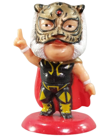 2007 CharaPro Mini Big Heads/Pro-Kaku Heroes Series 9 Tiger Mask [With Black Pants, In Pointing Pose]