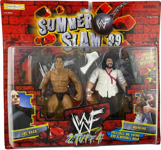 1999 WWF Jakks Pacific 2 Tuff Series 4 The Rock & Mankind