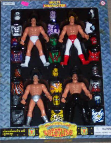 2000 Hinstar International Wrestling Bootleg/Knockoff Multi Character Wrestler 4-Pack